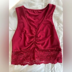 Lace red top